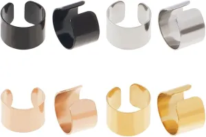 8Pcs Stainless Steel Ear Cuffs 9mm Ear Clip Helix Cartilage Clip on Wrap Punk Earrings Adjustable Non Piercing Earrings Punk Rock Ear Cuffs for Women Men Ladies