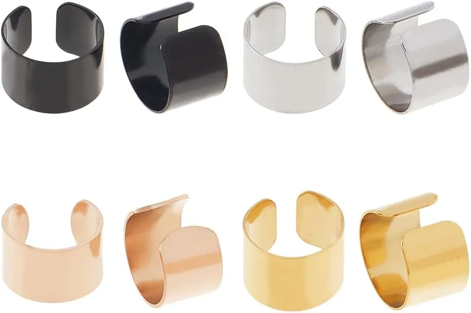 8Pcs Stainless Steel Ear Cuffs 9mm Ear Clip Helix Cartilage Clip on Wrap Punk Earrings Adjustable Non Piercing Earrings Punk Rock Ear Cuffs for Women Men Ladies