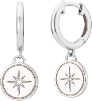 925 Sterling Silver Celestial Huggie Drop Star Earrings