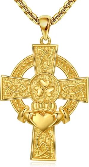 925 Sterling Silver Cross Pendant Necklace for Men Women Amulet Necklace Protection Jewelry Religious Gifts with 22" 2" Rolo Chain(With Gift Box)
