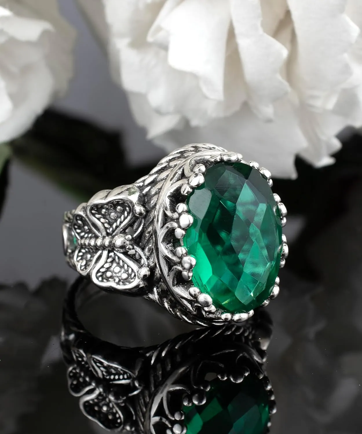 925 Sterling Silver Filigree Art Double Butterfly Detailed Women Cocktail Statement Ring, Gift Boxed