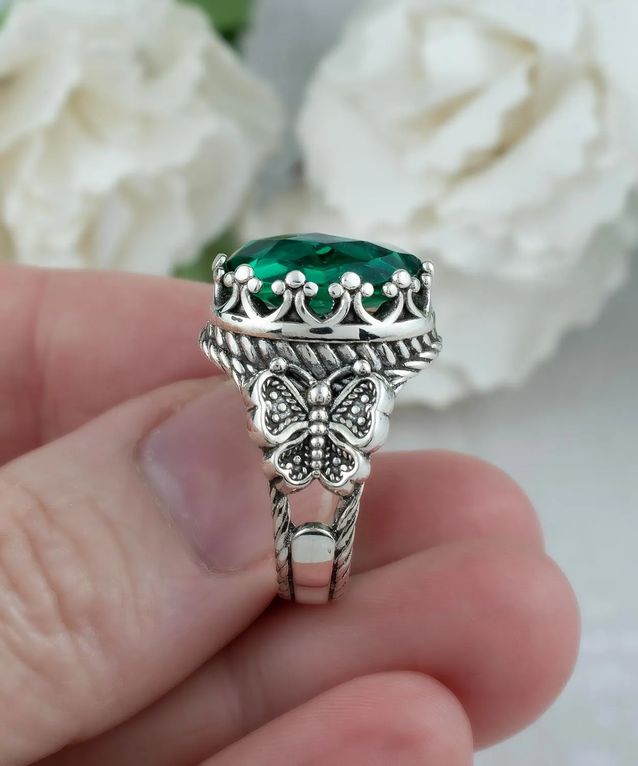 925 Sterling Silver Filigree Art Double Butterfly Detailed Women Cocktail Statement Ring, Gift Boxed