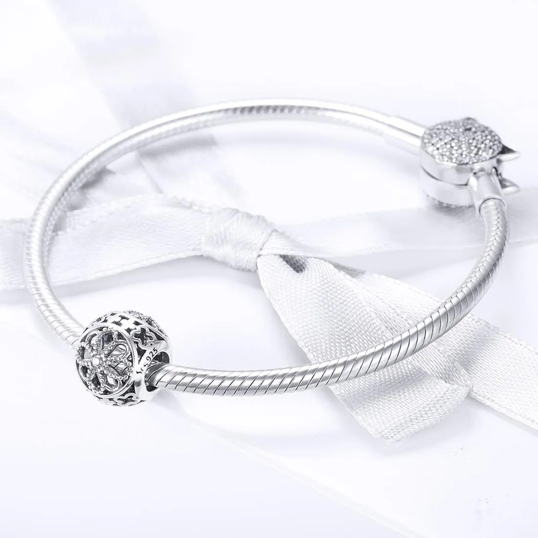 925 Sterling Silver Flower Beads For Diy Bracelets & Necklaces