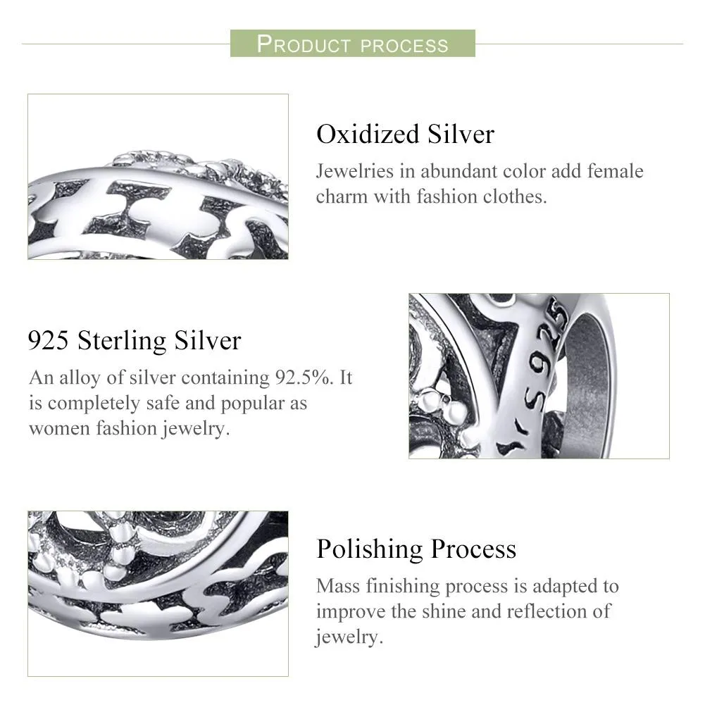 925 Sterling Silver Flower Beads For Diy Bracelets & Necklaces