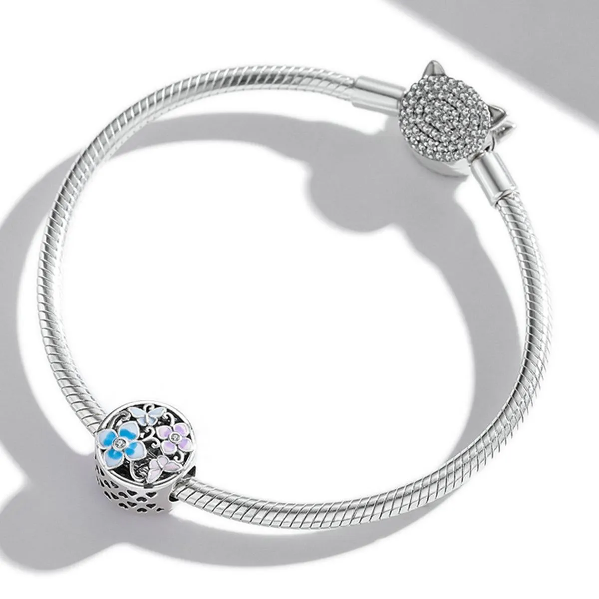 925 Sterling Silver Flower Butterfly Beads For Diy Bracelets & Necklaces