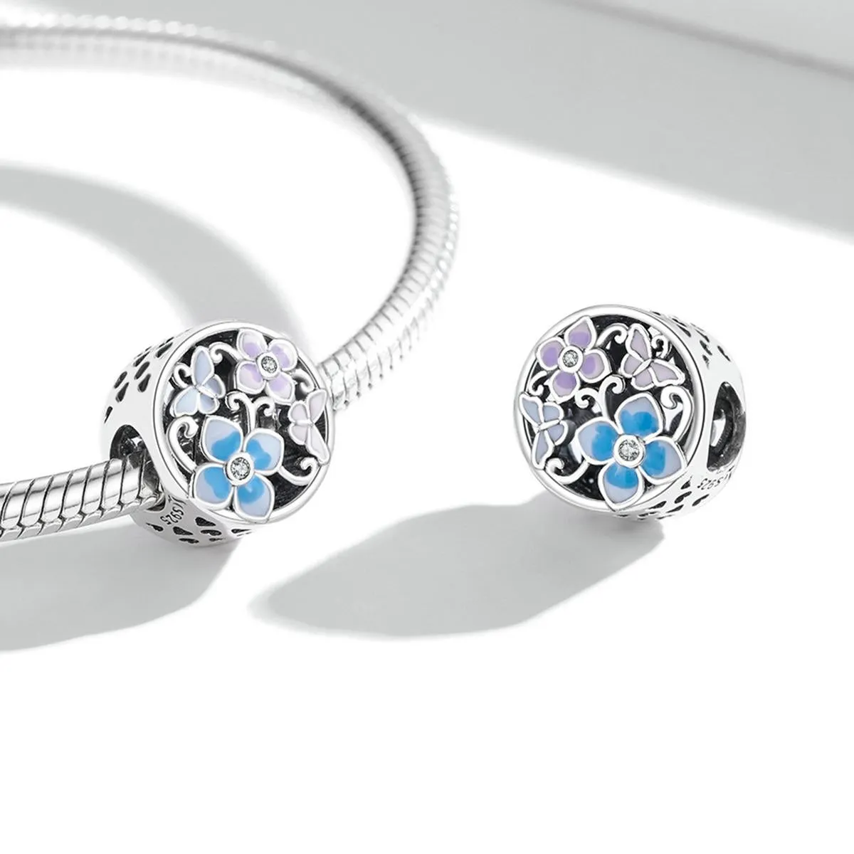 925 Sterling Silver Flower Butterfly Beads For Diy Bracelets & Necklaces