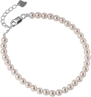 925 Sterling Silver Imitation Pearls Bracelet Classic Multiple Sizes of Faux Pearls Beaded Bracelets for Women Jewelry Gift
