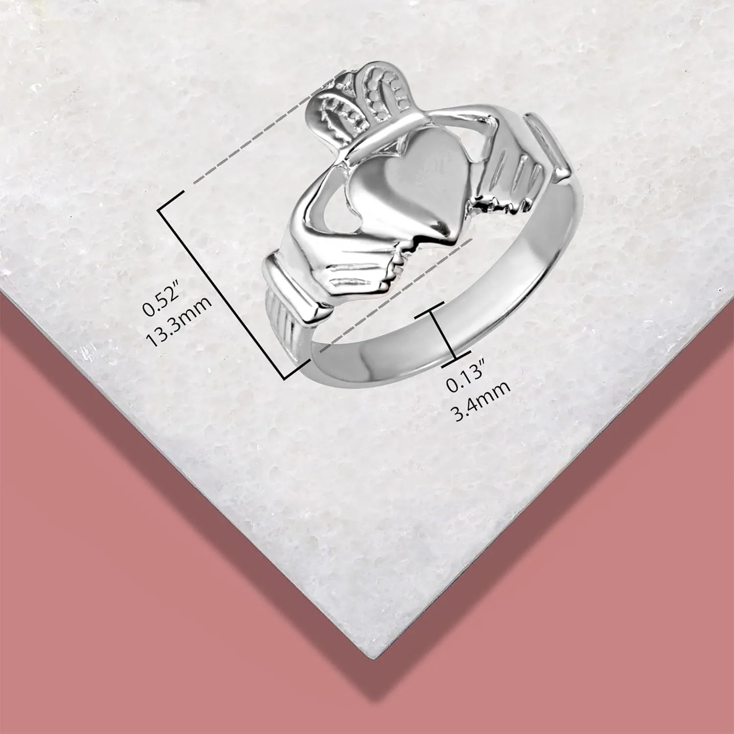 .925 Sterling Silver Men's Traditional Claddagh Ring