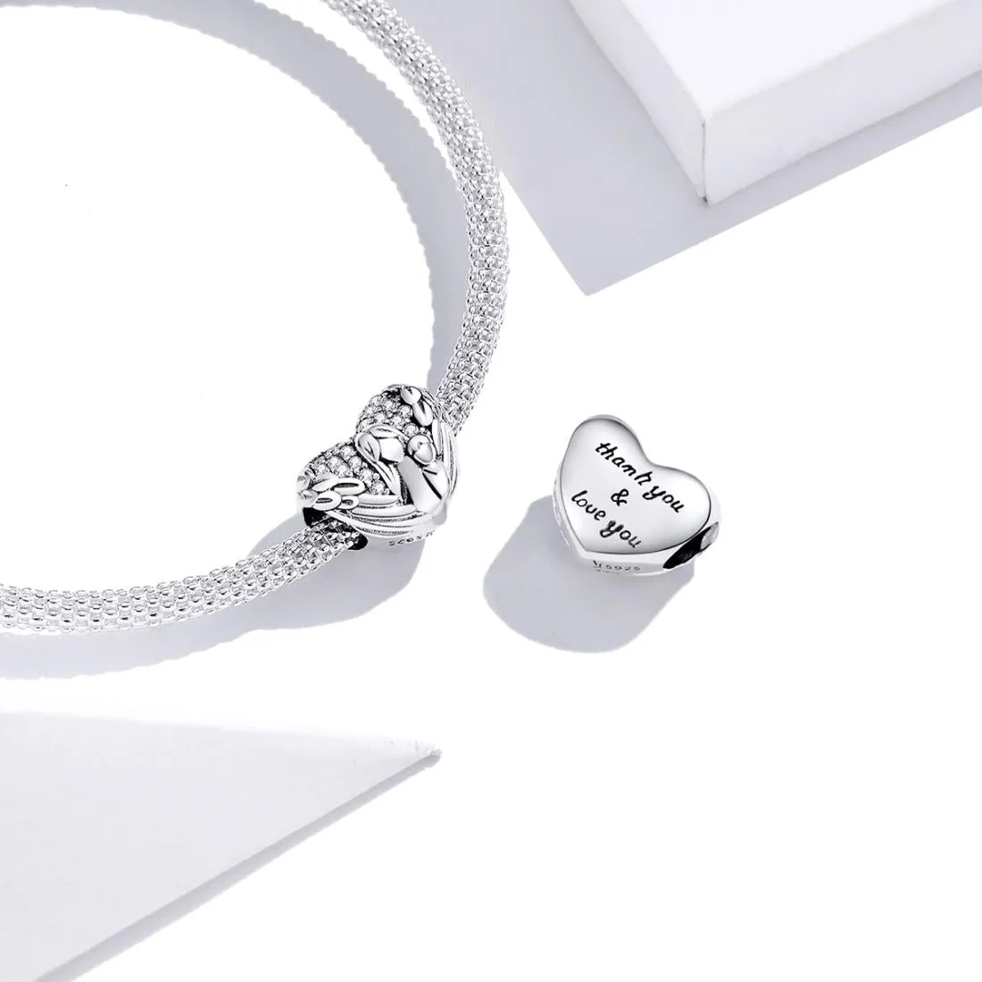 925 Sterling Silver Motherly Love Relief Beads For Diy Bracelets & Necklaces
