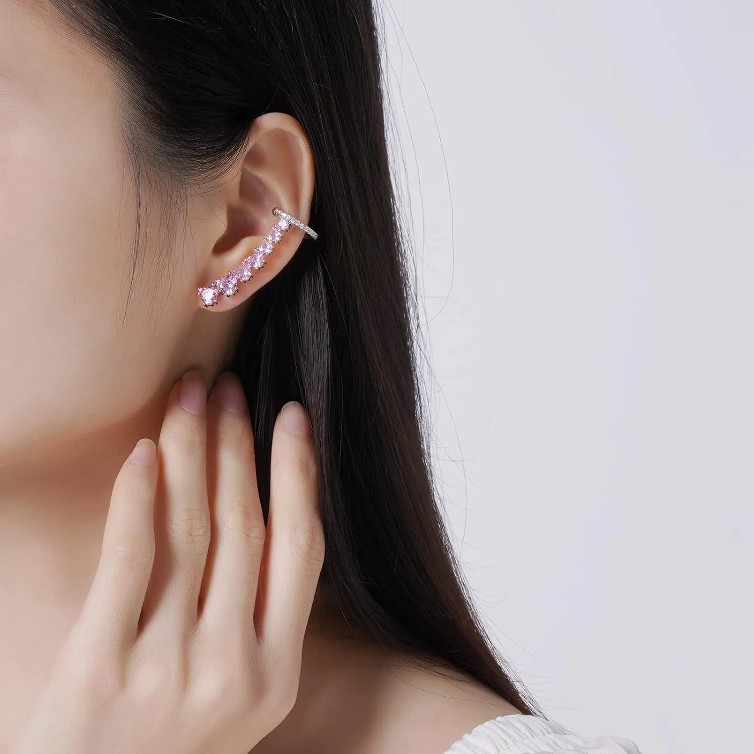 925 Sterling Silver Post Stud Earrings for Women Cartilage Ear Cuffs Hoop Climber 7 Multcolors Cubic Zirconia CZ Hypoallergenic Piercing Gifts For Her