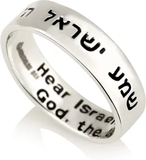 925 Sterling Silver Shema Ring for Women/Men, Hebrew Israelite Jewelry, Israeli Jewish Kabbalah Blessing Ring Rare Jewelry
