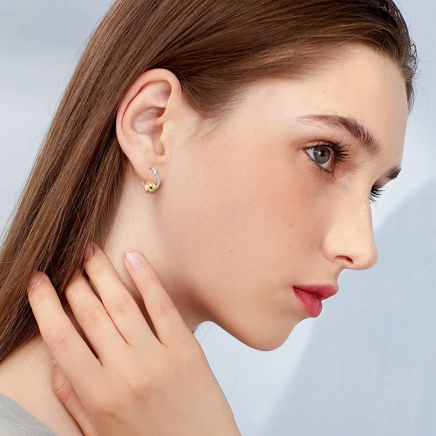 925 Sterling Silver Small Hoop Earrings for Sensitive Ears Cute Animal Jewelry Gifts for Women Daughter