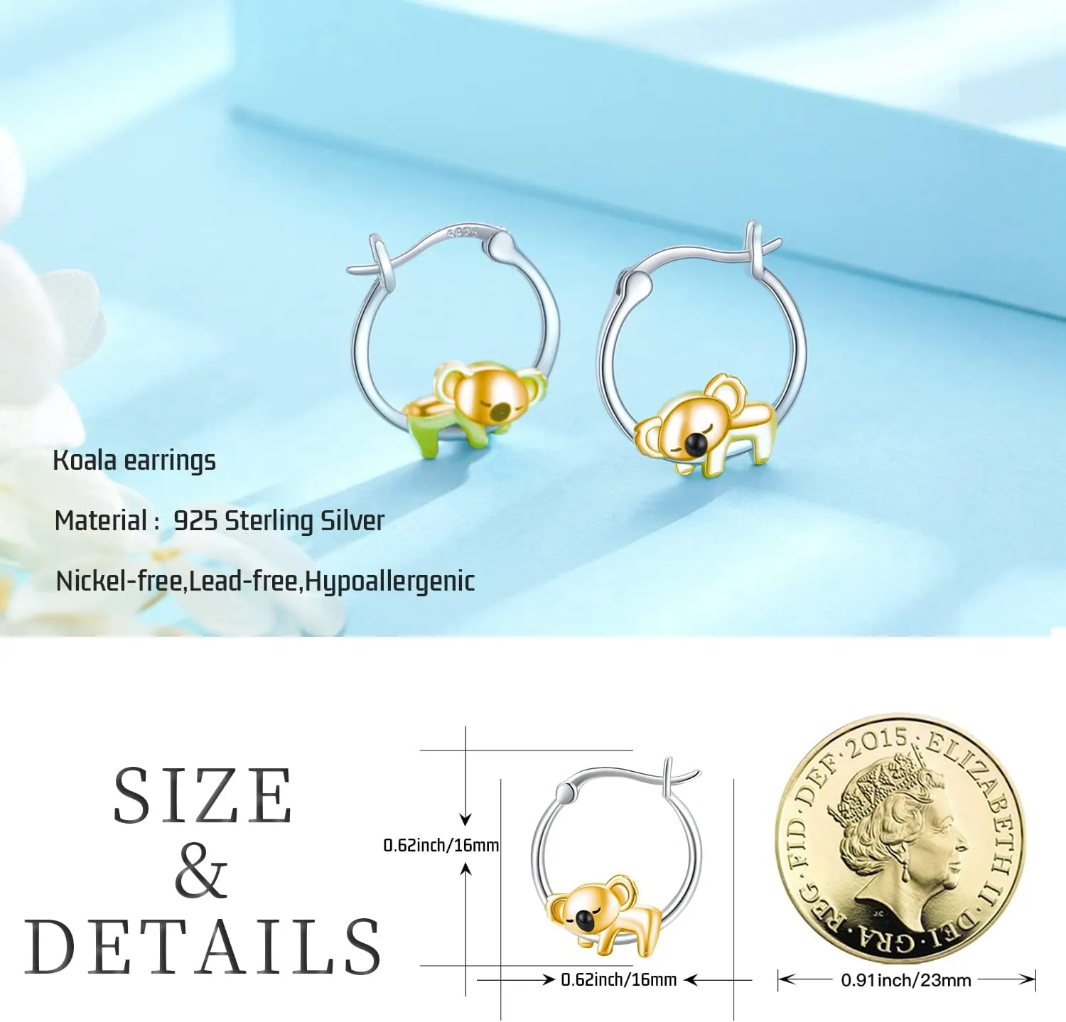 925 Sterling Silver Small Hoop Earrings for Sensitive Ears Cute Animal Jewelry Gifts for Women Daughter