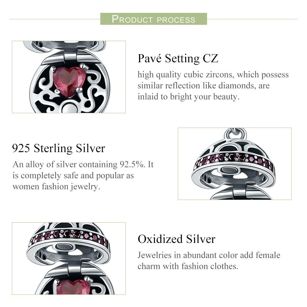 925 Sterling Silver Surprise Love Pendant For Diy Bracelets & Necklaces