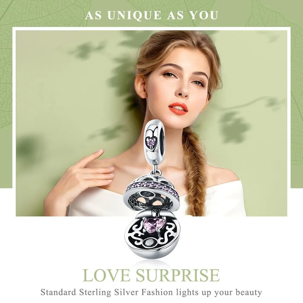 925 Sterling Silver Surprise Love Pendant For Diy Bracelets & Necklaces
