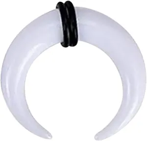Acrylic White Septum Pincher Tapers 00G 0G 2G 4G 6G 8G 10G 12G 14G Buffalo Horseshoe Stretcher Expander Ear Gauges Nose Piercing