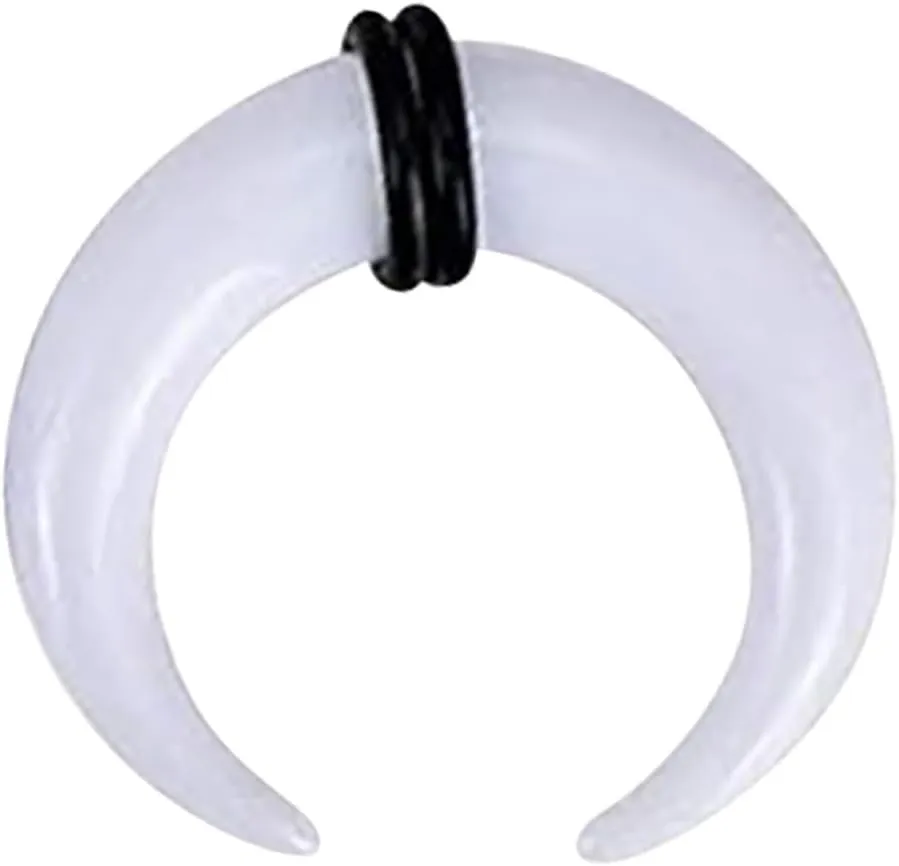 Acrylic White Septum Pincher Tapers 00G 0G 2G 4G 6G 8G 10G 12G 14G Buffalo Horseshoe Stretcher Expander Ear Gauges Nose Piercing