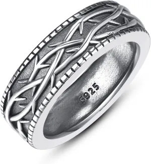 ADMETUS 925 Sterling Silver Crown of Thorns Rings Jesus Thorn Crown Band Rings for Men Thorn Ring Jewelry Gifts for Men Ring Size 5-15