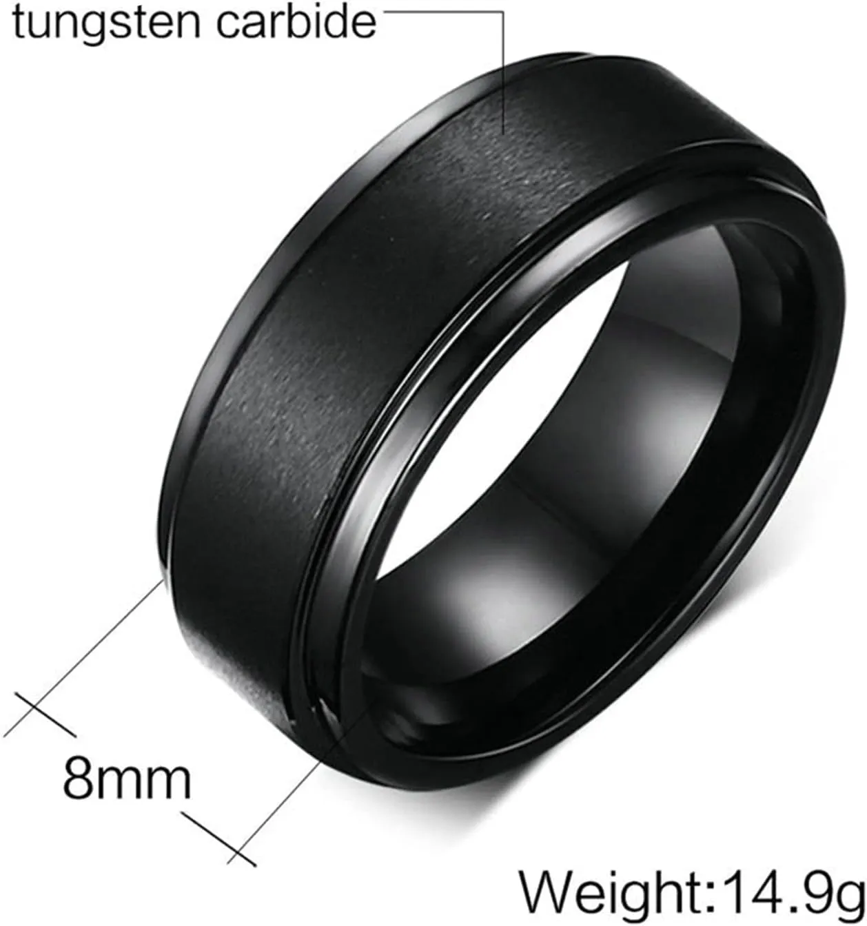Aienid Matching Wedding Rings His and Hers Wedding Band His and Hers Tungsten Black Brushed Ring 8MM