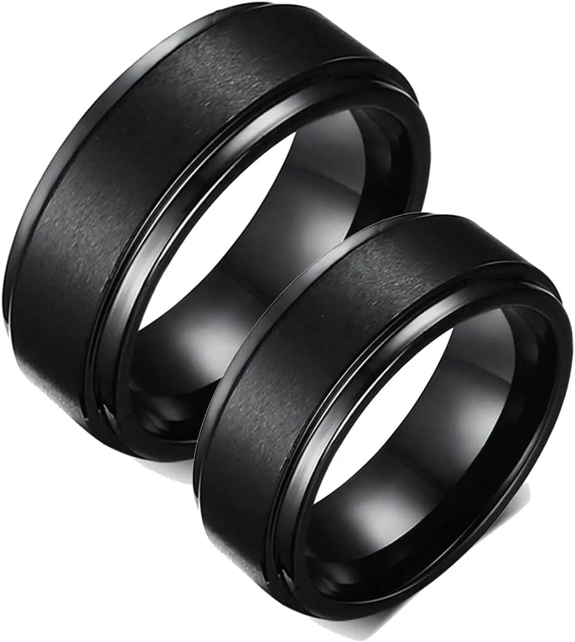 Aienid Matching Wedding Rings His and Hers Wedding Band His and Hers Tungsten Black Brushed Ring 8MM