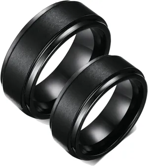 Aienid Matching Wedding Rings His and Hers Wedding Band His and Hers Tungsten Black Brushed Ring 8MM