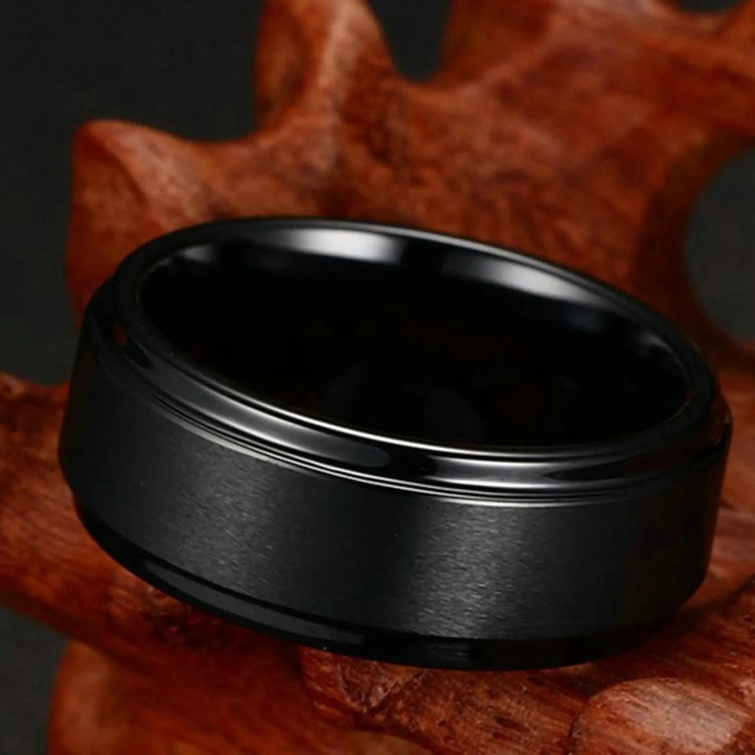 Aienid Matching Wedding Rings His and Hers Wedding Band His and Hers Tungsten Black Brushed Ring 8MM