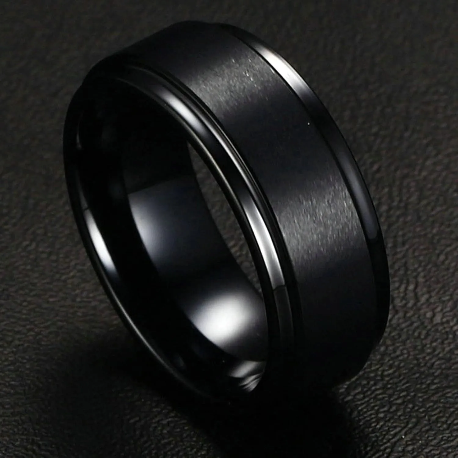 Aienid Matching Wedding Rings His and Hers Wedding Band His and Hers Tungsten Black Brushed Ring 8MM