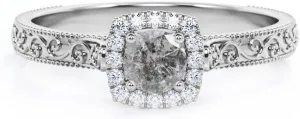 Aihpos 1ct 1.5ct 2ct Salt and Pepper Diamond Women's Engagement Rings - Round Birthstone Ring White Yellow Rose 10K 14K 18K Gold 925 Sterling Silver Statement Proposal Anniversary Promise Ring