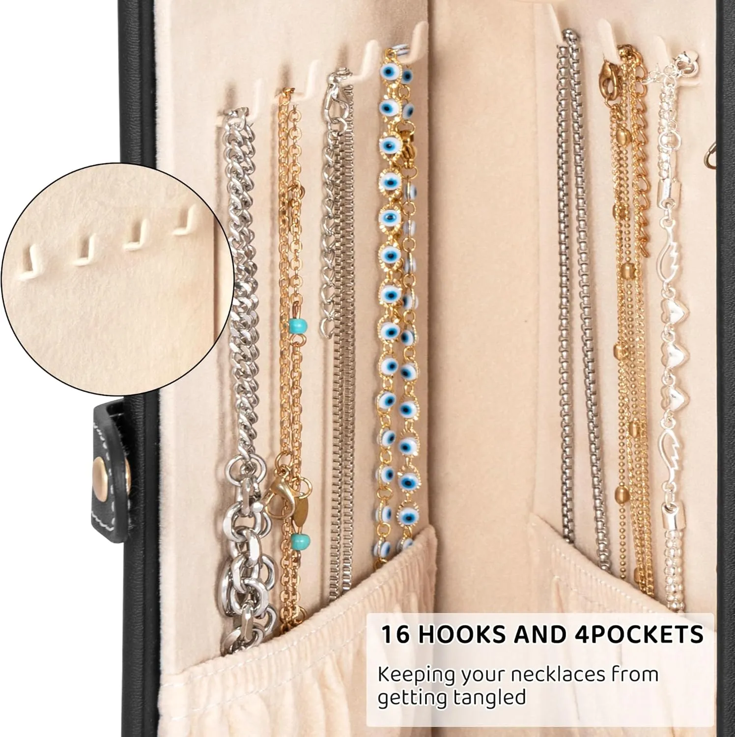 AKOZLIN 6-Tier Jewelry Box Lockable Leather Jewelry Storage Case with 5 Drawers for Women Girls Ring Necklace Earring Bracelet Holder Organizer with Mirror