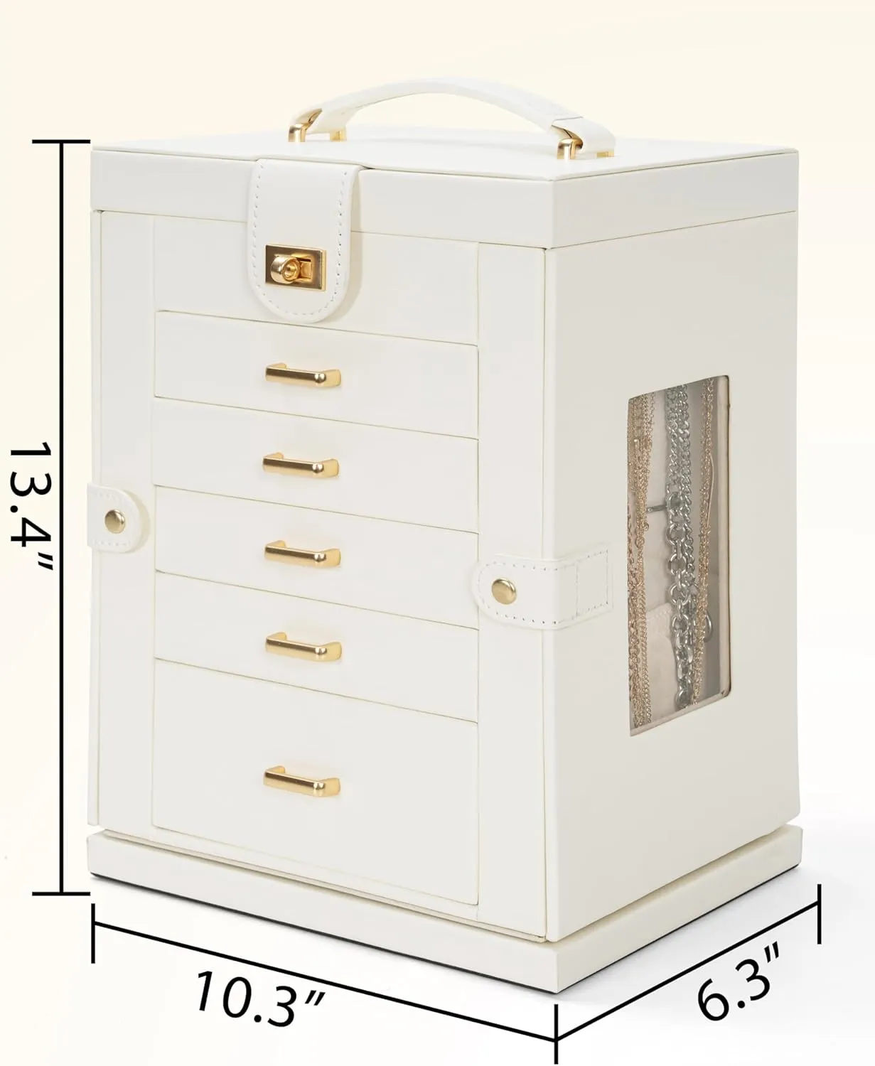 AKOZLIN Jewelry Box 6-Tier Organizer Functional 360 Rotating Jewelry Storage Case for Women Girls Ring Necklace Earring Bracelet Holder with Mirror