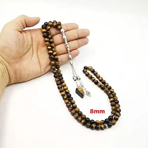 ALBASHAN Tasbih 99 Natural tiger eyes Stone misbaha arabic men's Bracelets Muslim prayer beads
