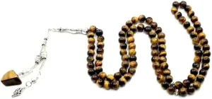 ALBASHAN Tasbih 99 Natural tiger eyes Stone misbaha arabic men's Bracelets Muslim prayer beads
