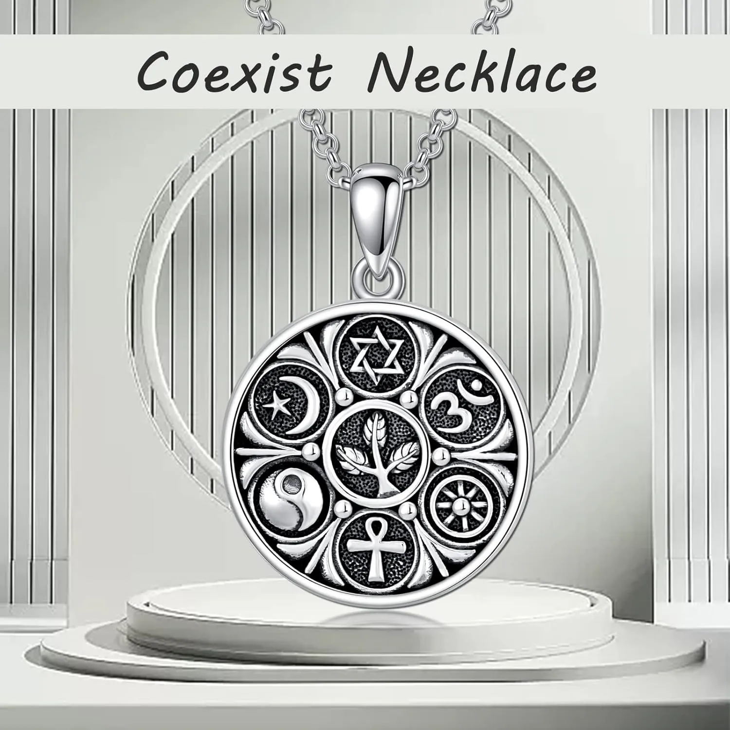 Allah Necklace 925 Sterling Silver Islamic Muslim Pendant Necklace Religious Jewelry Gifts for Men Women