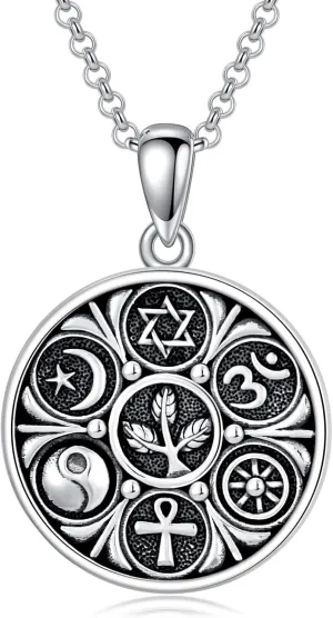 Allah Necklace 925 Sterling Silver Islamic Muslim Pendant Necklace Religious Jewelry Gifts for Men Women
