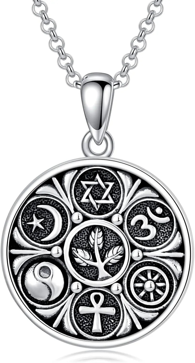 Allah Necklace 925 Sterling Silver Islamic Muslim Pendant Necklace Religious Jewelry Gifts for Men Women