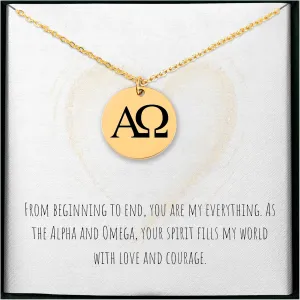 Alpha Omega Necklace - Christian Symbol Pendant - Personalized Faith Jewelry - Custom Engraved Charm Gift - Religious Medallion - Spiritual Present - Biblical Symbol