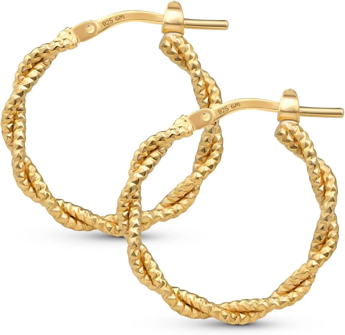 Amberta Italian 925 Sterling Silver Hoop Earrings for Women | Silver Twisted Hoops | Twisted Rope Hoop Earrings | Silver Round Hoop Earrings for Women