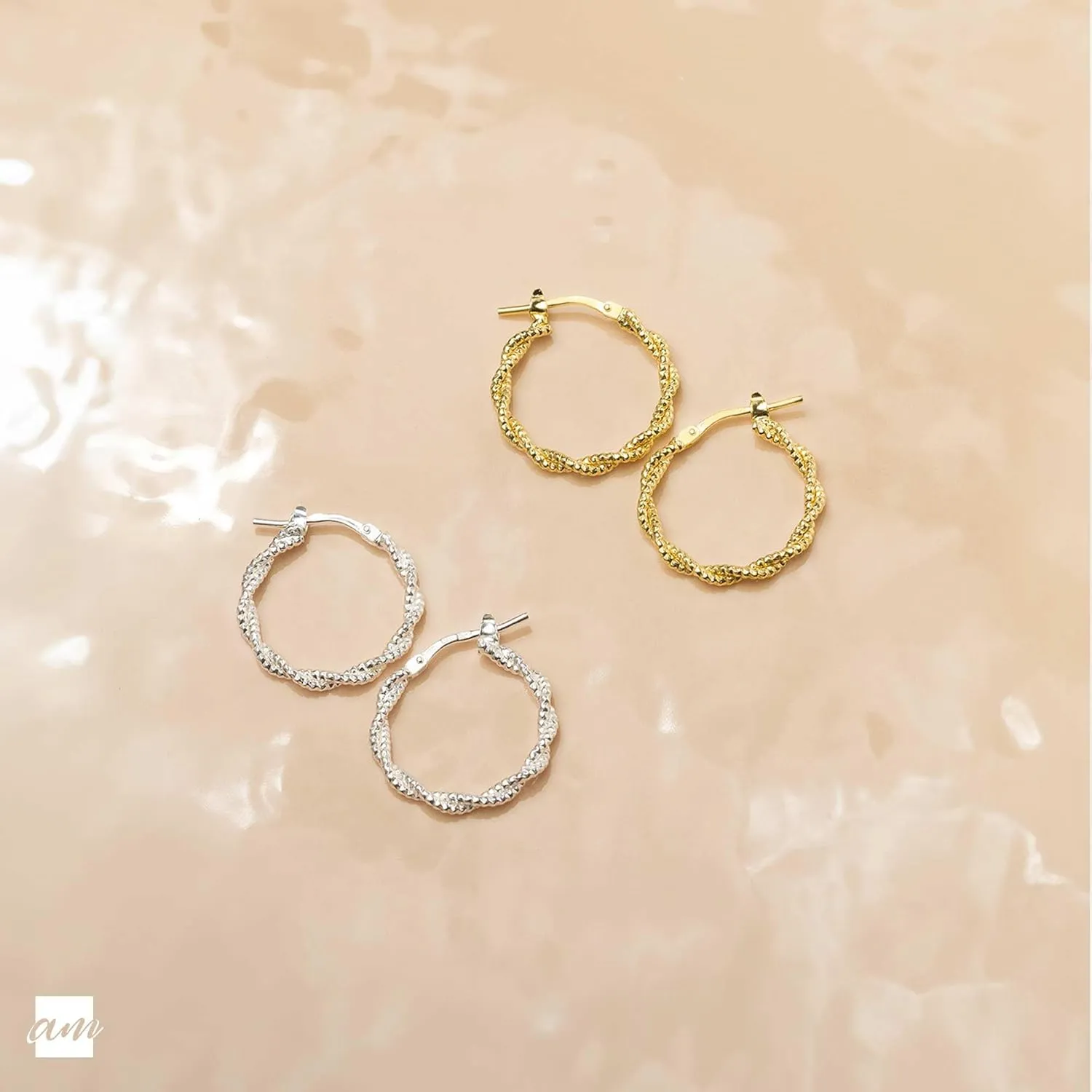 Amberta Italian 925 Sterling Silver Hoop Earrings for Women | Silver Twisted Hoops | Twisted Rope Hoop Earrings | Silver Round Hoop Earrings for Women