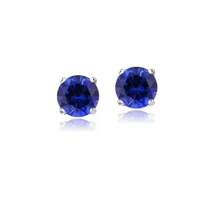 Amy & Annette 925 Sterling Silver Women's Stud Earrings - Hypoallergenic, Flat Back Design - Lab-Created Citrine Moissanite Diamond - Secure Fit, Comfortable Wear - Blue