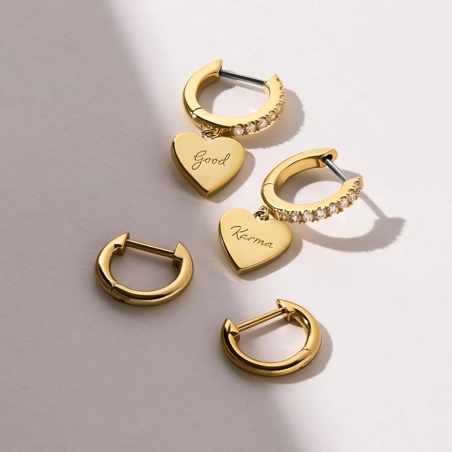 Ana Luisa Huggie Hoop Earrings - Solitaire Pendant Charm Earring - Dainty Hoop Pendant Earrings in 14K Gold Plated and Silver Rhodium Plated - Hypoallergenic, Water-Resistant, and Tarnish-Free
