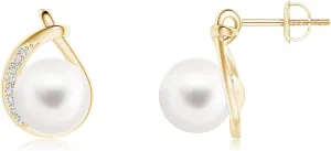 ANGARA Freshwater Cultured Pearl Stud Earrings for Women in Sterling Silver / 14K Solid Gold | June Birthstone, Birthday, Engagement, Anniversary, Wedding Jewelry Gift for Women
