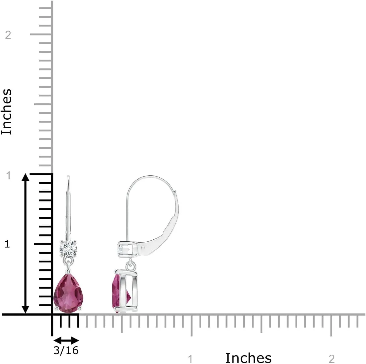 ANGARA Natural Pear Pink Tourmaline Leverback Drop Earrings with Diamond in 14K Solid Gold/Platinum | Birthday, Engagement, Anniversary, Wedding Jewelry Gift for Women