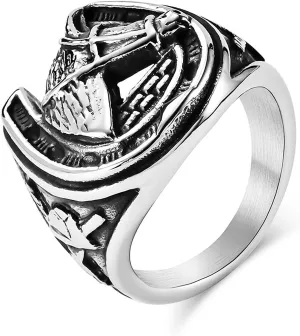 Animal Ring Lucky Horse Ring for men Wedding Rings for Men U Shape Horseshoe rings Hip Hop ring Stainless Steel Jewelry Punk Ring Club ring Heavy Metal ring Party