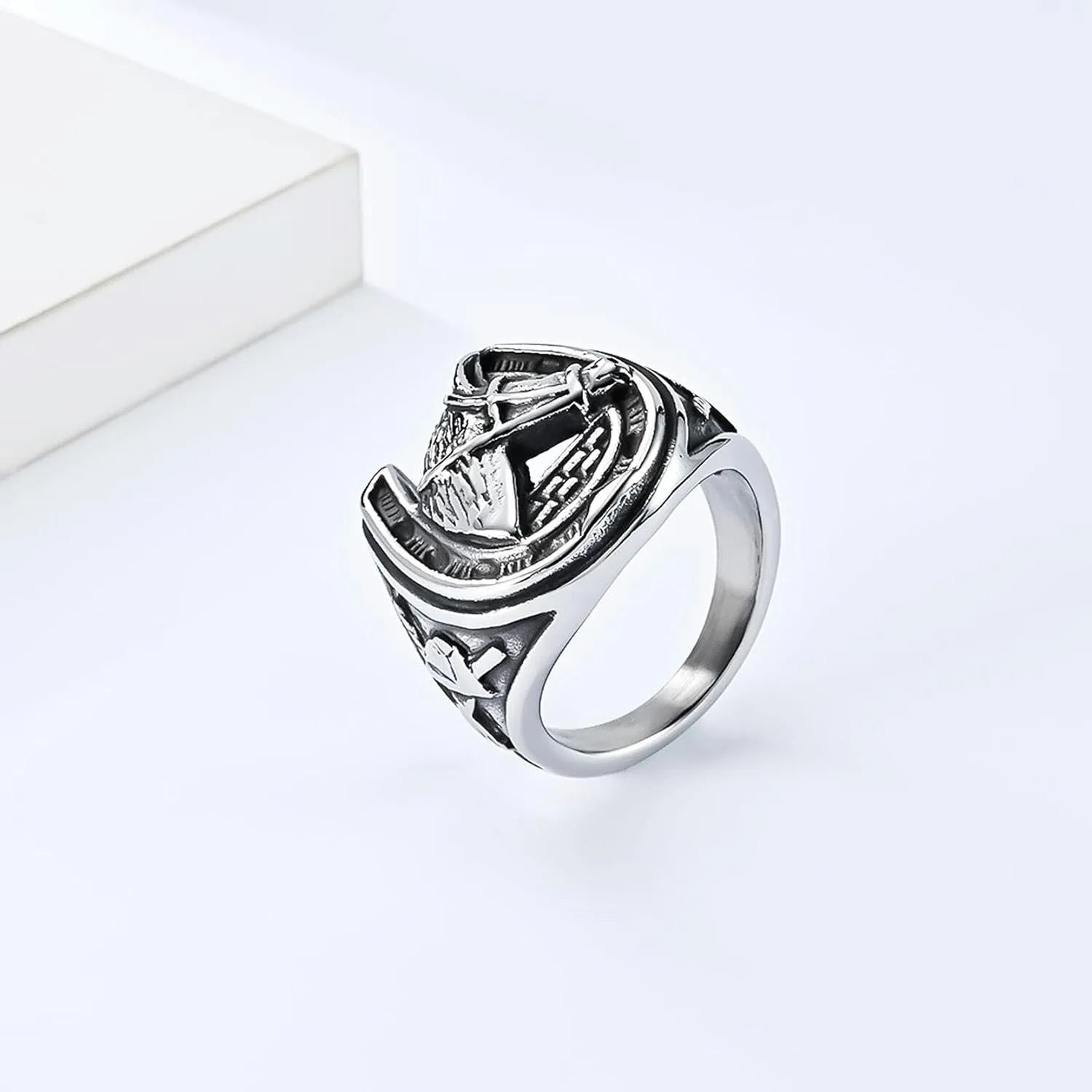 Animal Ring Lucky Horse Ring for men Wedding Rings for Men U Shape Horseshoe rings Hip Hop ring Stainless Steel Jewelry Punk Ring Club ring Heavy Metal ring Party
