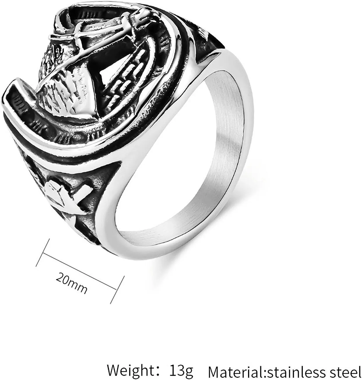 Animal Ring Lucky Horse Ring for men Wedding Rings for Men U Shape Horseshoe rings Hip Hop ring Stainless Steel Jewelry Punk Ring Club ring Heavy Metal ring Party