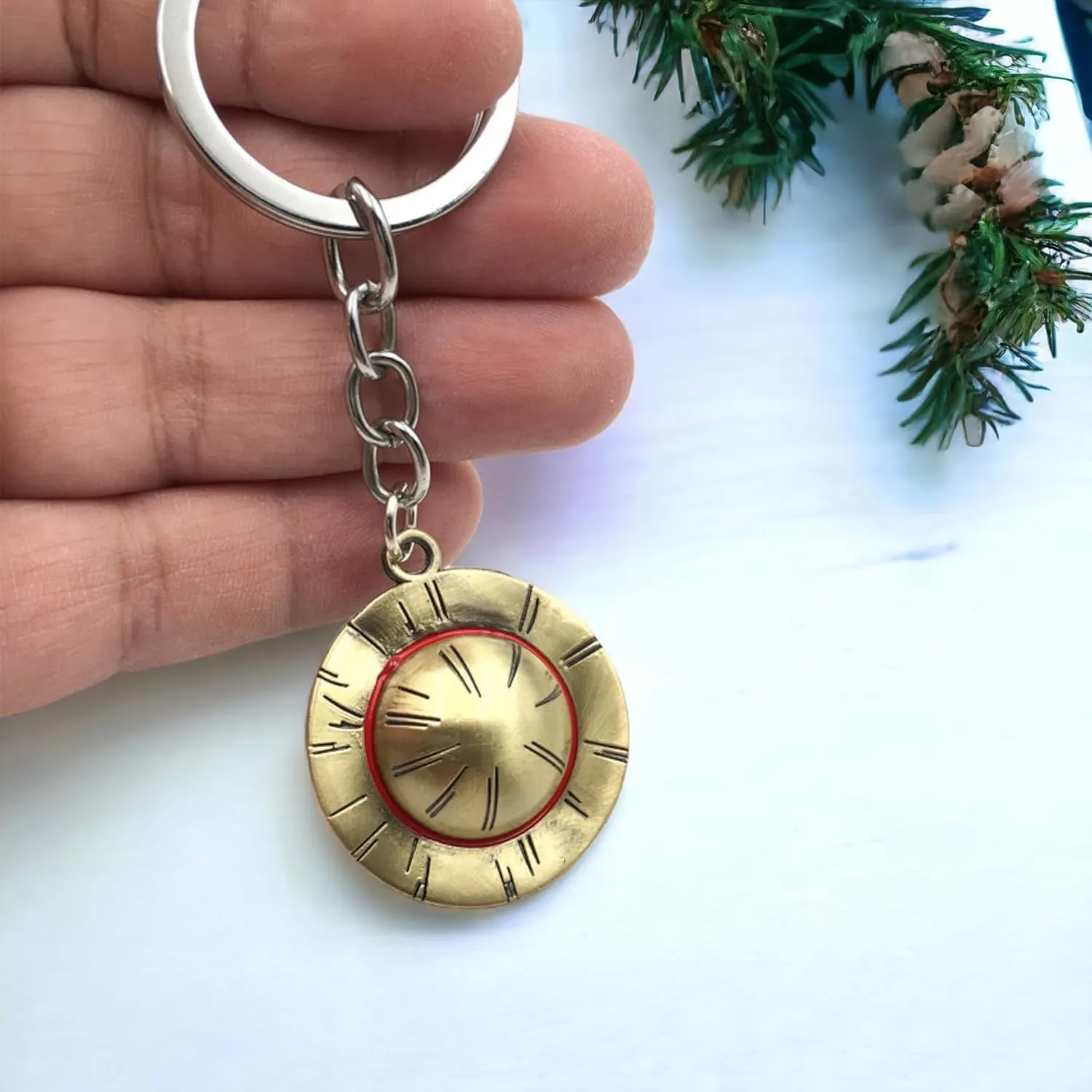 Anime One Piece Hat Keychain, Luffy Straw Hat Anime Keychains One Piece Merch Accessories for Fans