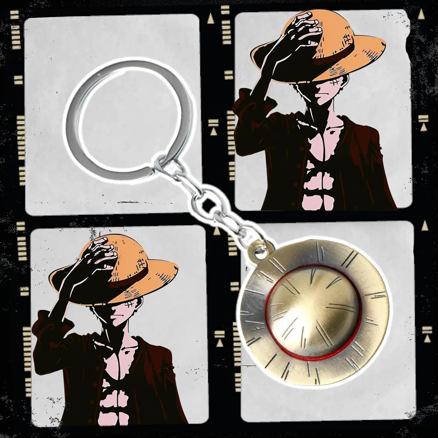 Anime One Piece Hat Keychain, Luffy Straw Hat Anime Keychains One Piece Merch Accessories for Fans
