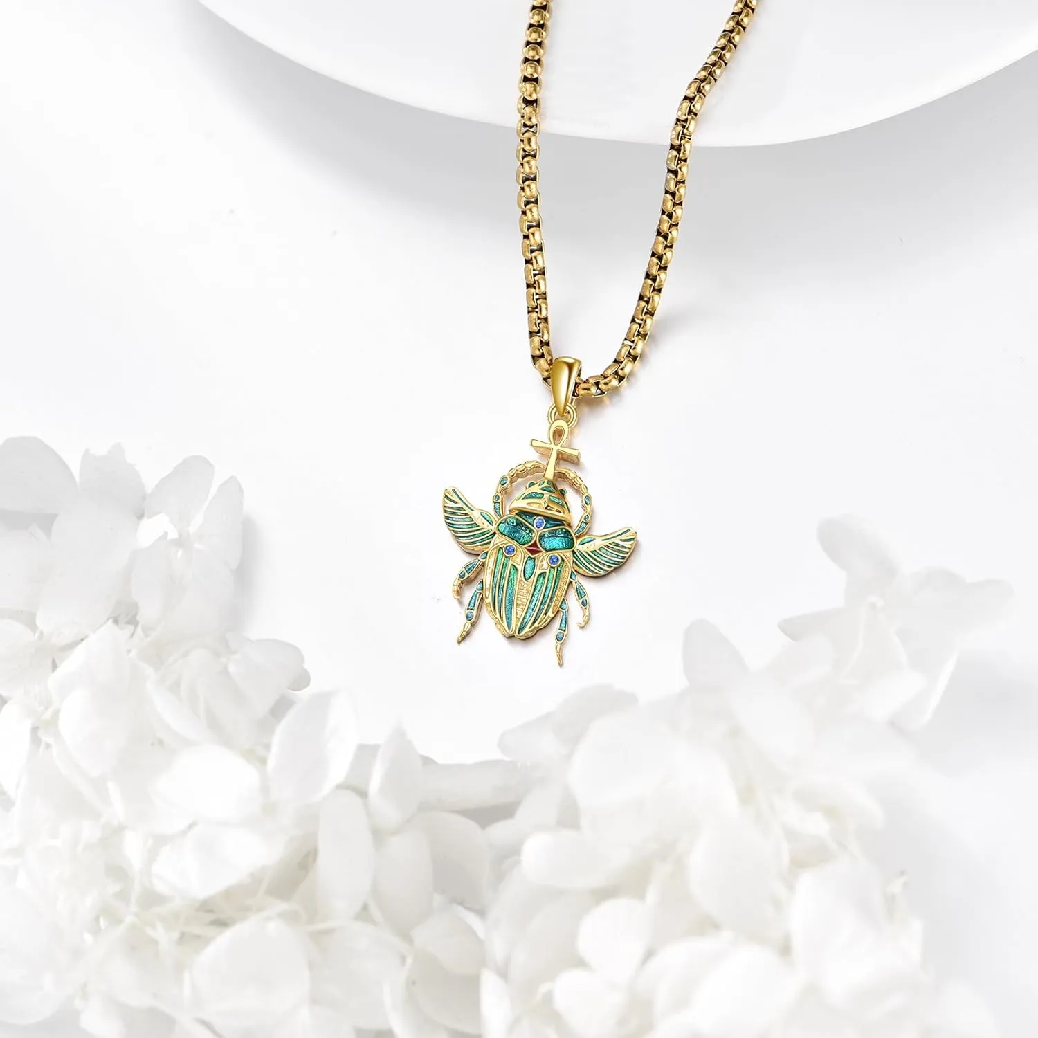 Ankh Cross/Scarab/Anubis/Nefertiti Necklace 925 Sterling Silver Pendant Necklace Egyptian Jewelry Gifts for Men Women