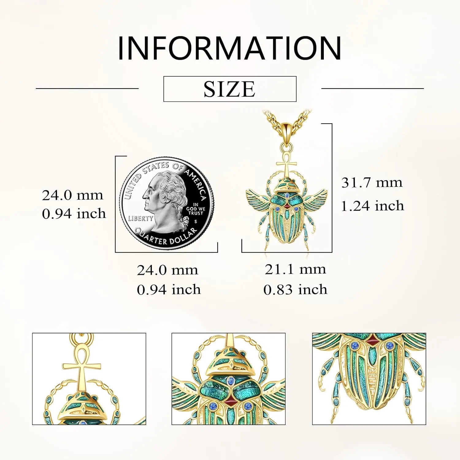 Ankh Cross/Scarab/Anubis/Nefertiti Necklace 925 Sterling Silver Pendant Necklace Egyptian Jewelry Gifts for Men Women