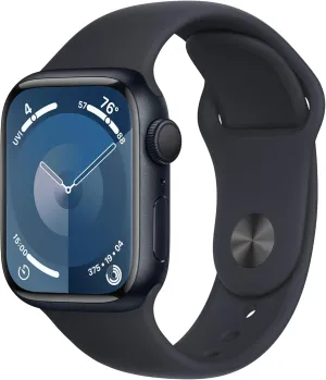 Apple Watch Series 9 GPS 41mm Midnight Aluminum Case with Midnight Sport Band - M/L (Renewed)